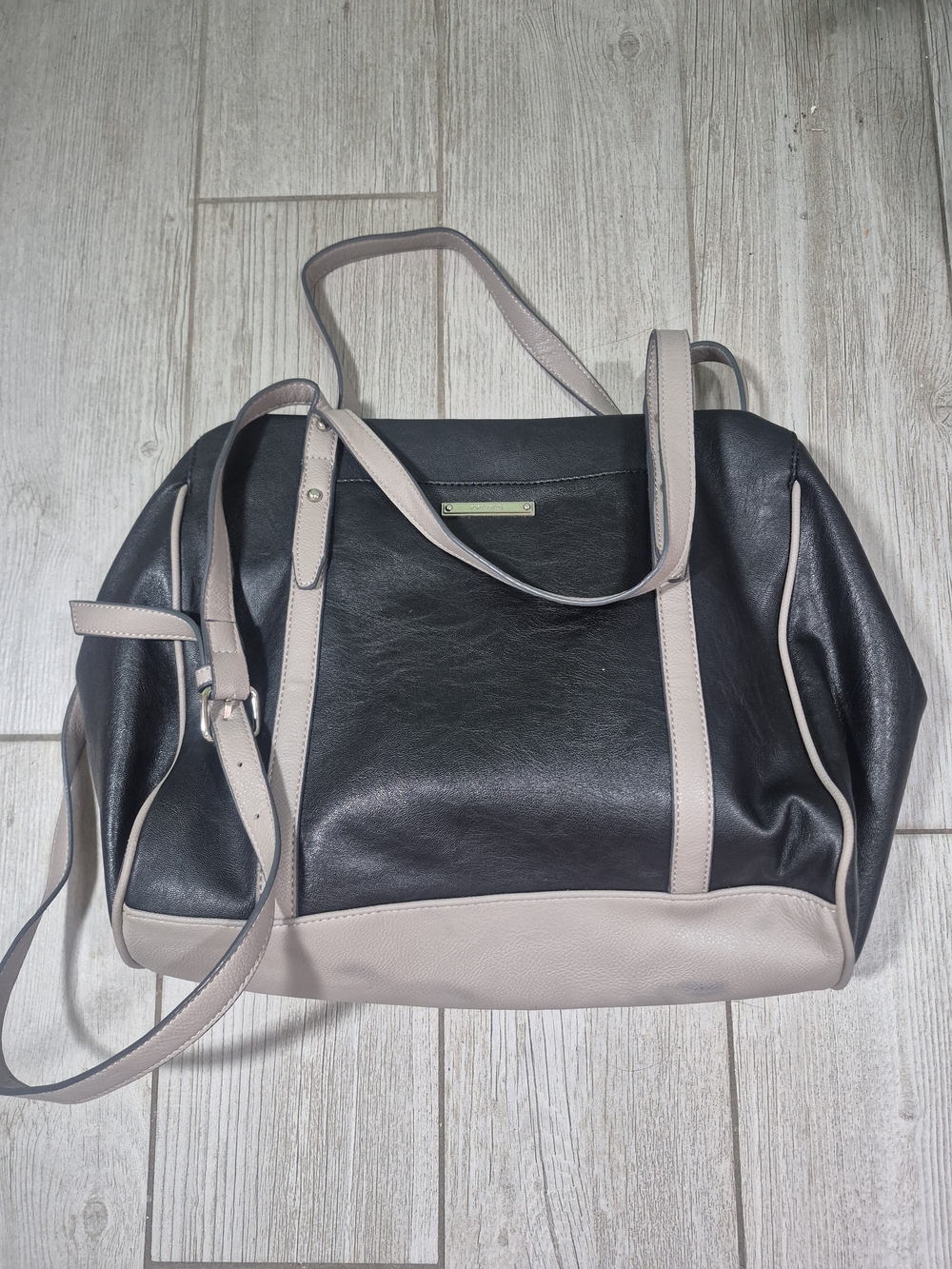 Nine West Black and Taupe Two-Tone Shoulder Bag